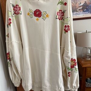 We The Free Cream Hoodie with Floral Design